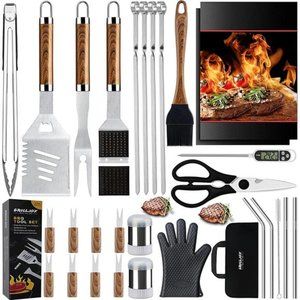 31PC Heavy DutyBBQ Grilling Accessories Grill Tools Set-Stainless Steel Grilling